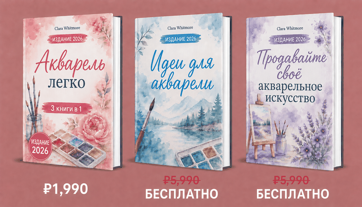 Акварельная Живопись Легко – 3 Книги в 1