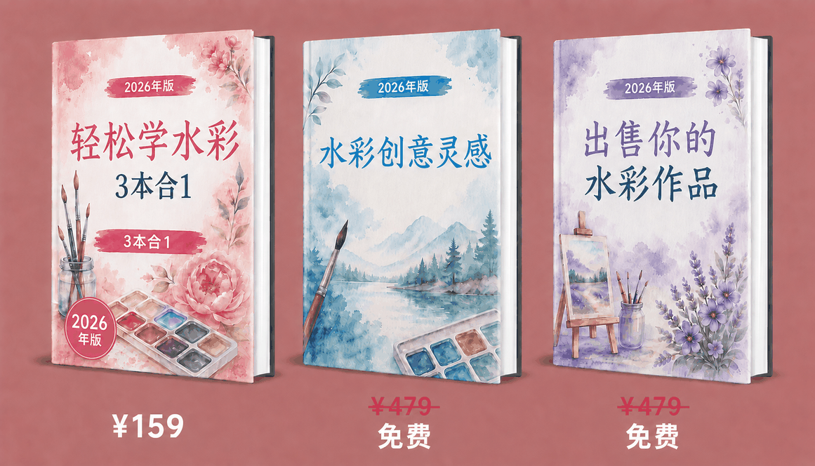 水彩画轻松学 – 3册合1