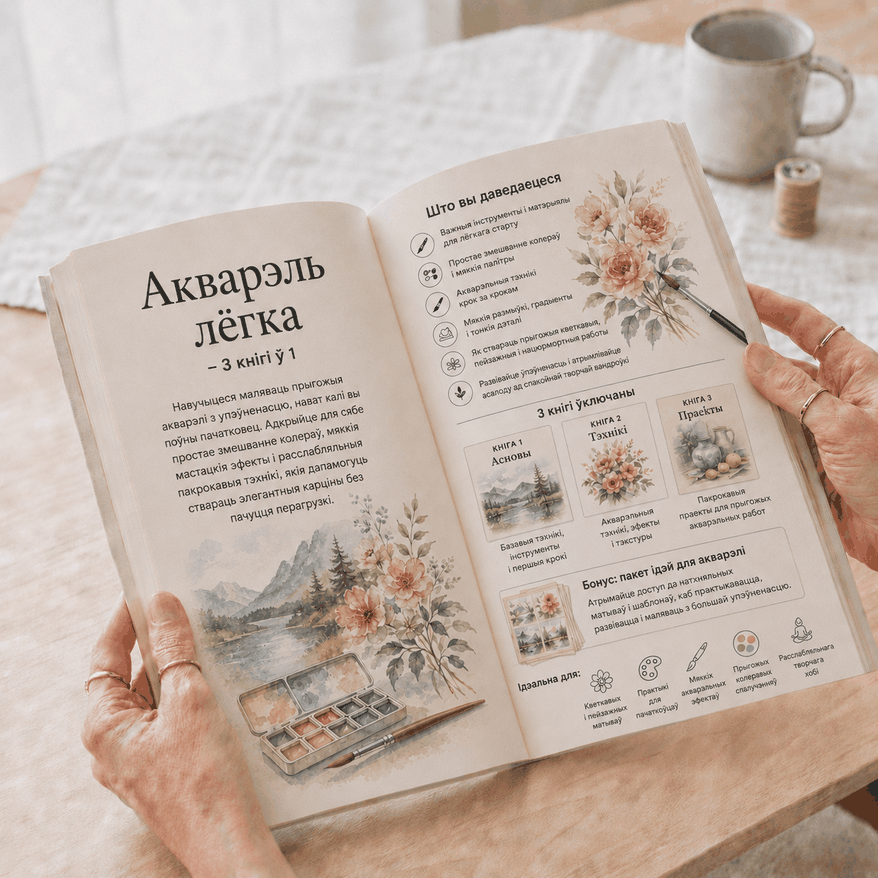 Акварэльны Жывапіс Проста – 3 Кнігі ў 1