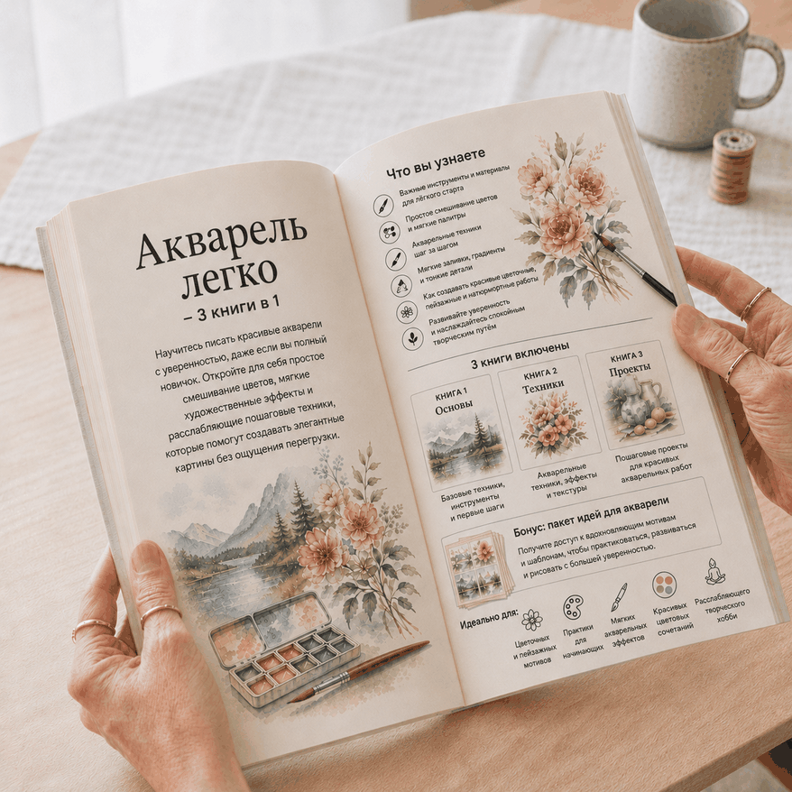 Акварельная Живопись Легко – 3 Книги в 1
