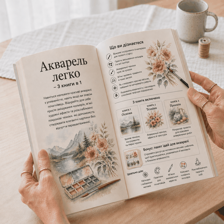Акварельний Живопис Легко – 3 Книги в 1