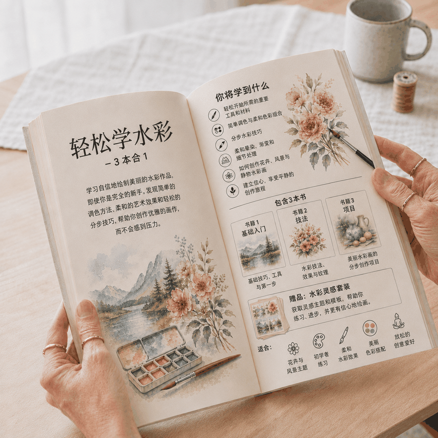 水彩画轻松学 – 3册合1