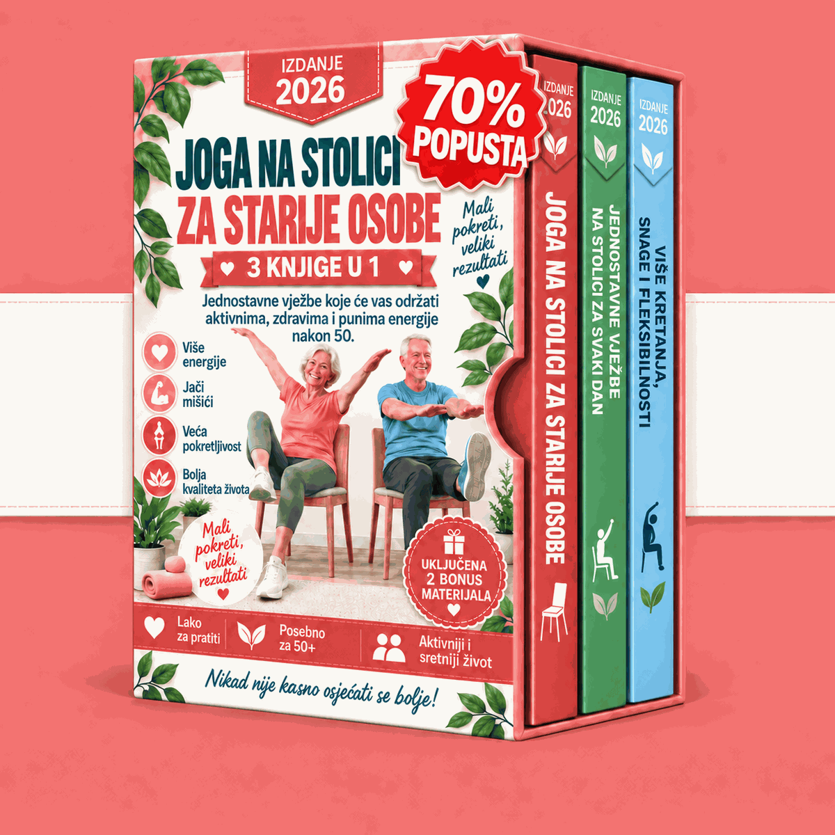 Vježbe na stolici za seniore – 3 Knjige u 1
