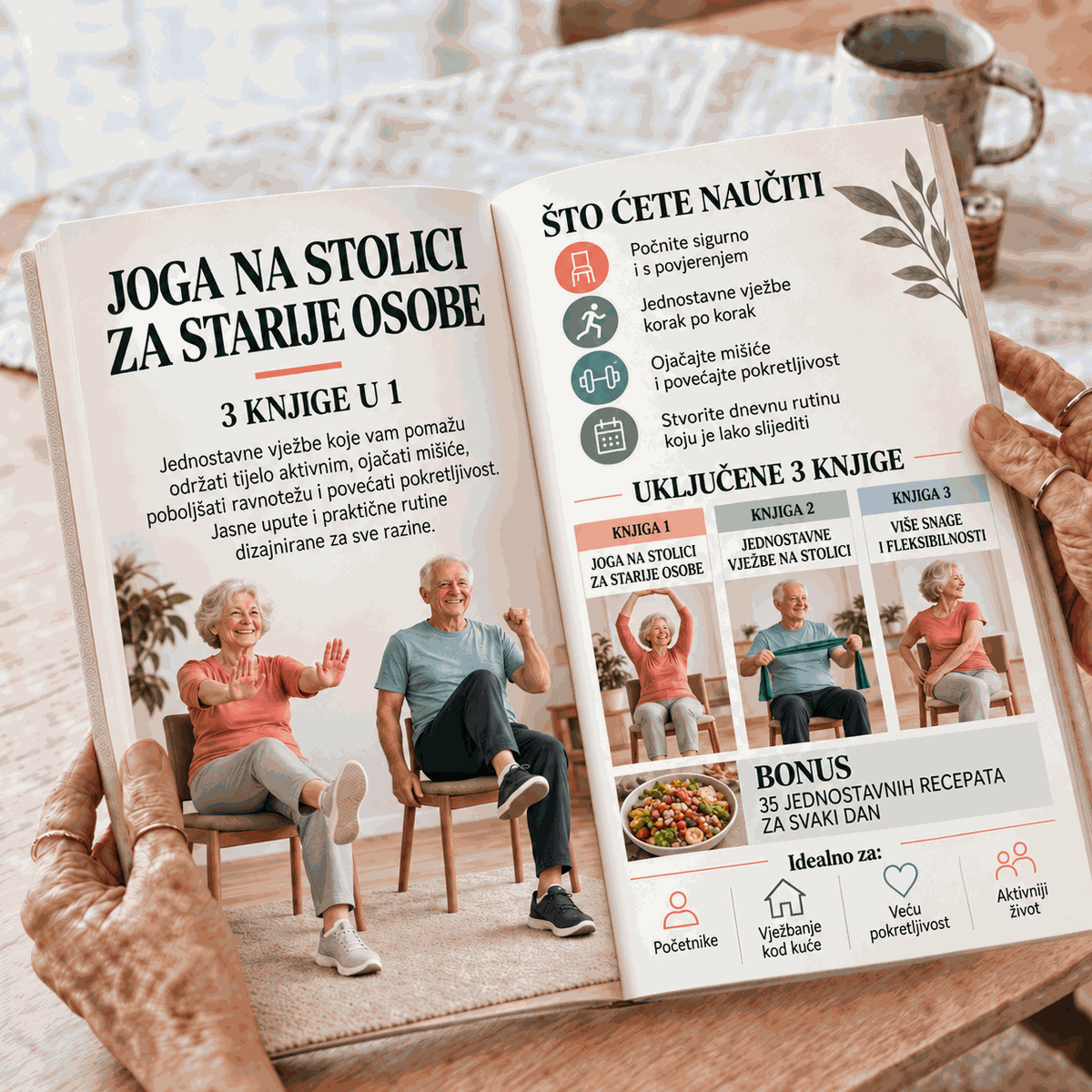 Vježbe na stolici za seniore – 3 Knjige u 1