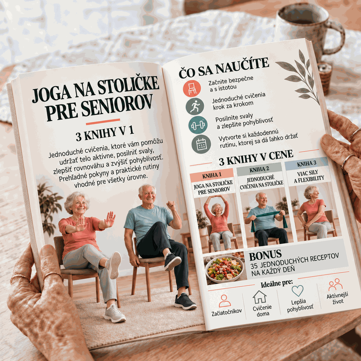 Cvičenie na stoličke pre seniorov – 3 Knihy v 1