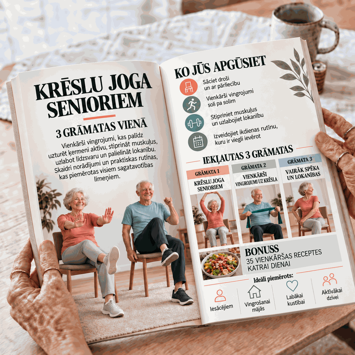 Vingrojumi uz krēsla senioriem – 3 Grāmatas 1