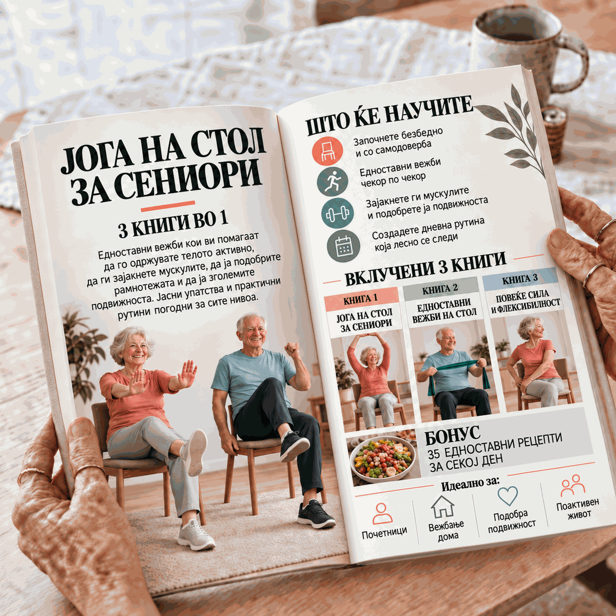 Вежби на столица за постари – 3 Книги во 1