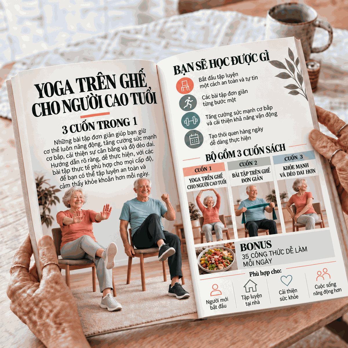 Bài Tập Trên Ghế Cho Người Cao Tuổi – 3 Cuốn Trong 1