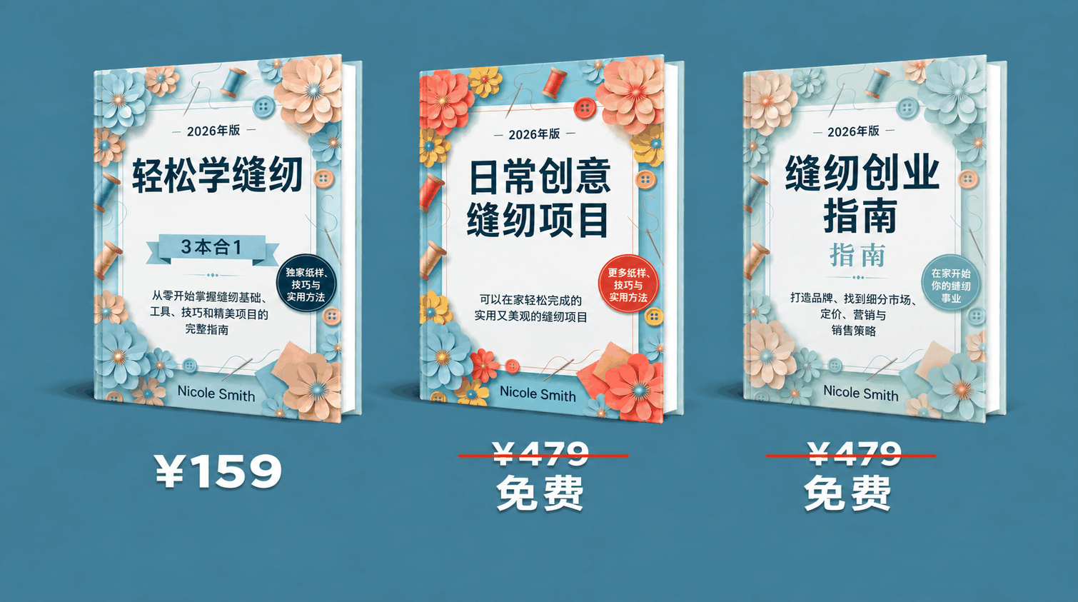 裁缝缝纫轻松学 – 3册合1