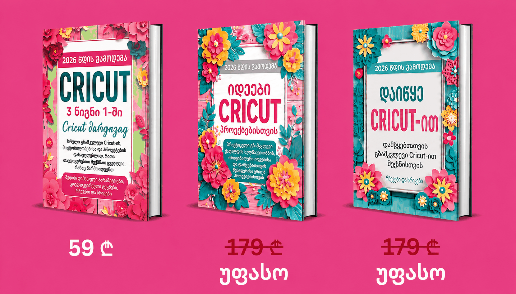 Cricut დამწყებთათვის – 3&nbsp;წიგნი 1-ში