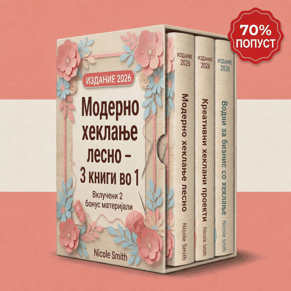 Модерно Штрикање и Плетење Направено Лесно – 3 Книги во 1