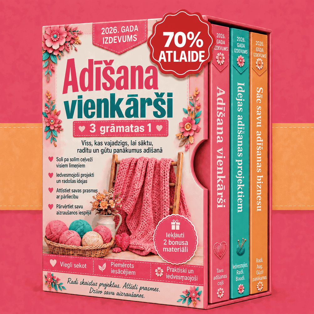 Komplekts: Adīšana Bez Stresa – 3 Grāmatas Vienā