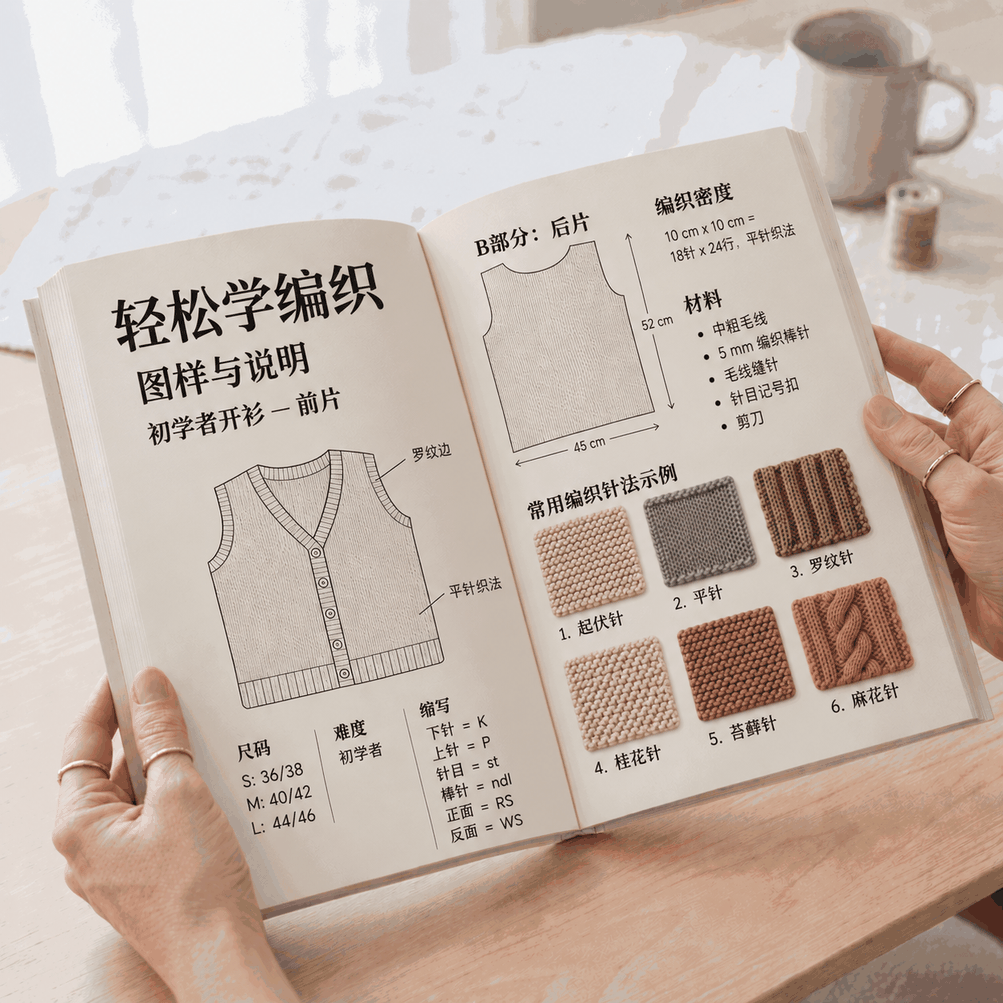 翻阅编织教程内页