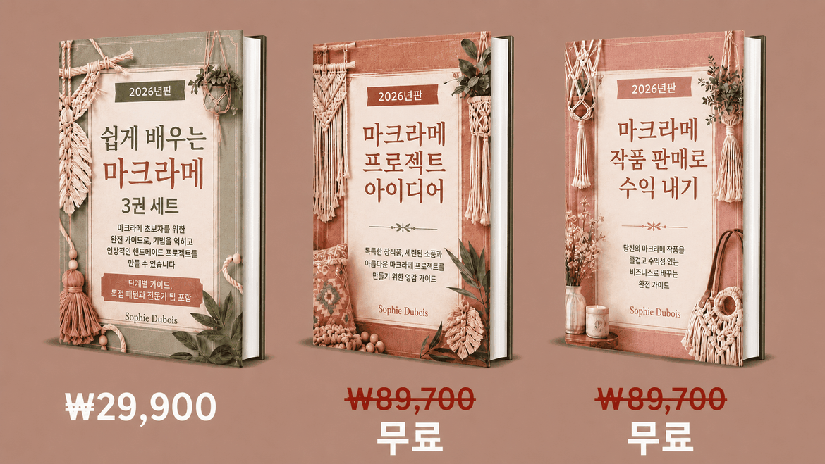 쉬운 마크라메 패키지 – 3권의 도서를 하나로