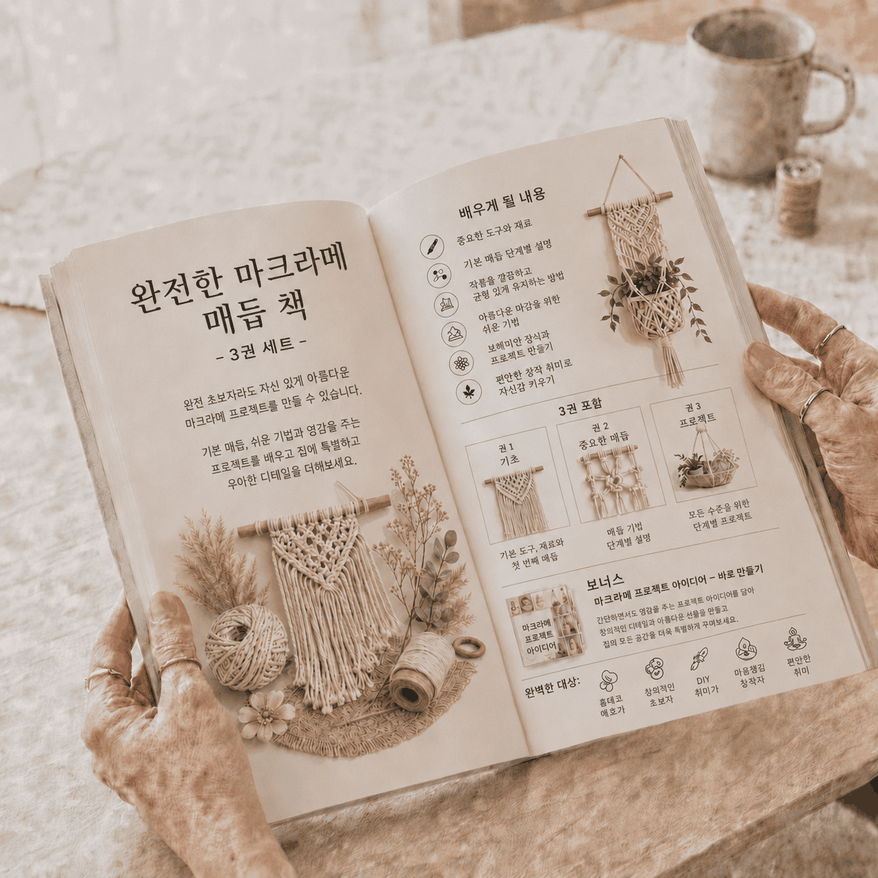쉬운 마크라메 패키지 – 3권의 도서를 하나로