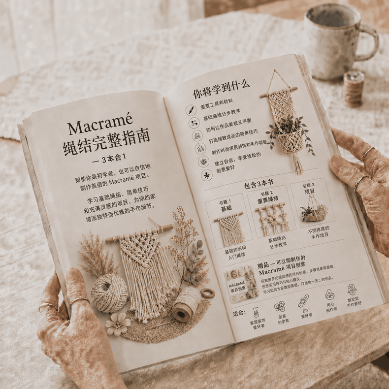 编织水洗绳Macrame轻松学 – 3册合1
