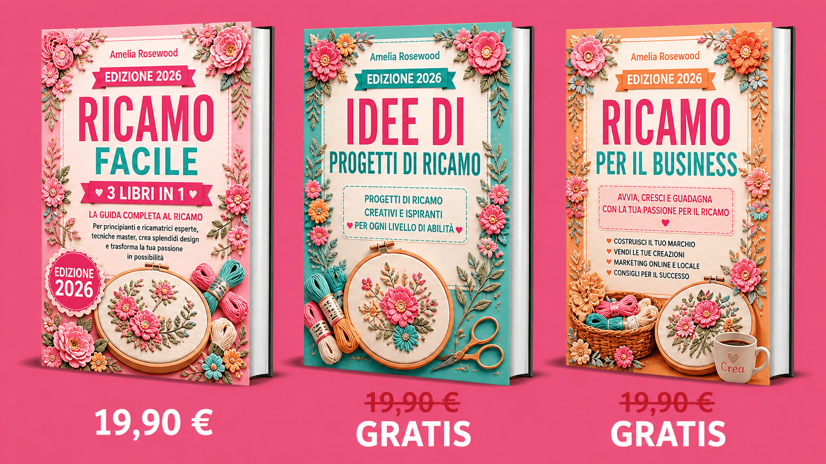 Ricamo Facile Panoramica Pacchetto 3 Libri