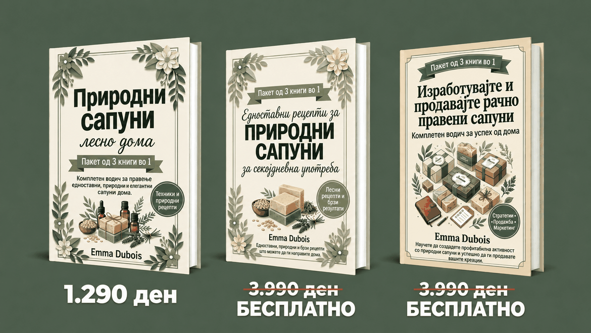 Домашни природни сапуни на едноставен начин – 3 Книги во 1