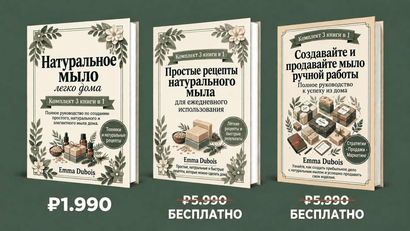 Домашнее Натуральное Мыло Простым Языком – 3 Книги в 1