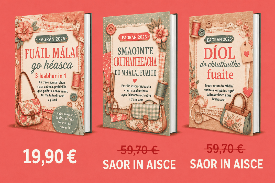 Trí leabhar sa phacáiste