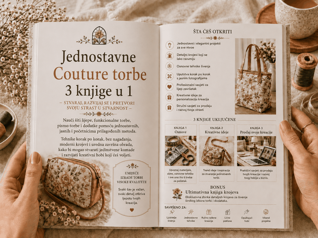 Šivenje Torbi na Jednostavan Način – 3 Knjige u 1
