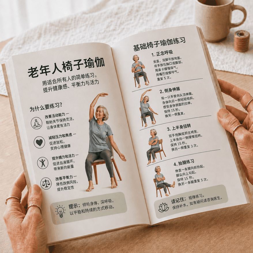 老年人椅子瑜伽 – 3 册合 1