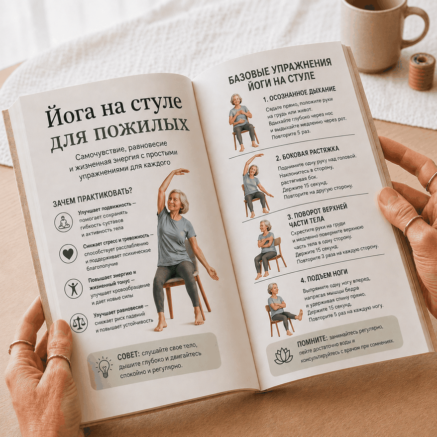 Йога на стуле для пожилых – 3 книги в 1